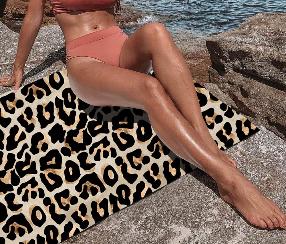 Large Leopard Print Beach Towel Quick Drying Portable Starwake